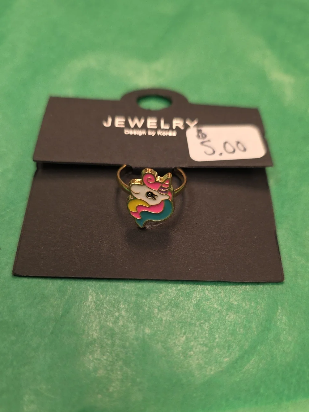 Unbranded Pink & Teal Unicorn Enamel Ring
